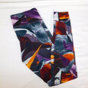 Reebok Speedwick Womens S Purple Orange Gray HAND pattern Crop Active leggings